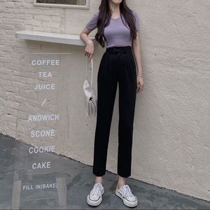 GINGER High-Waist Straight Leg Dress Pant Cropped